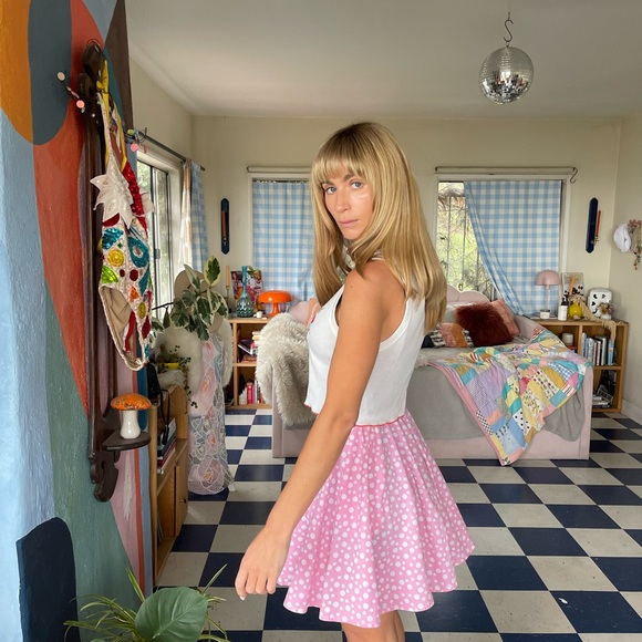 Vintage Pink Polka Dot Mini Skirt - Picture 10 of 10